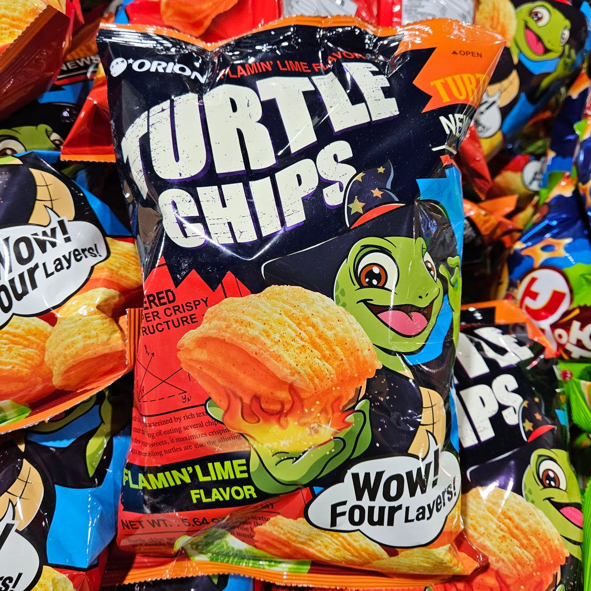 ORION TURTLE CHIP FLAMIN CHILLI LIME 160g, 오리온 꼬북칩 칠리라임 160g MEGAMART MegaKfood