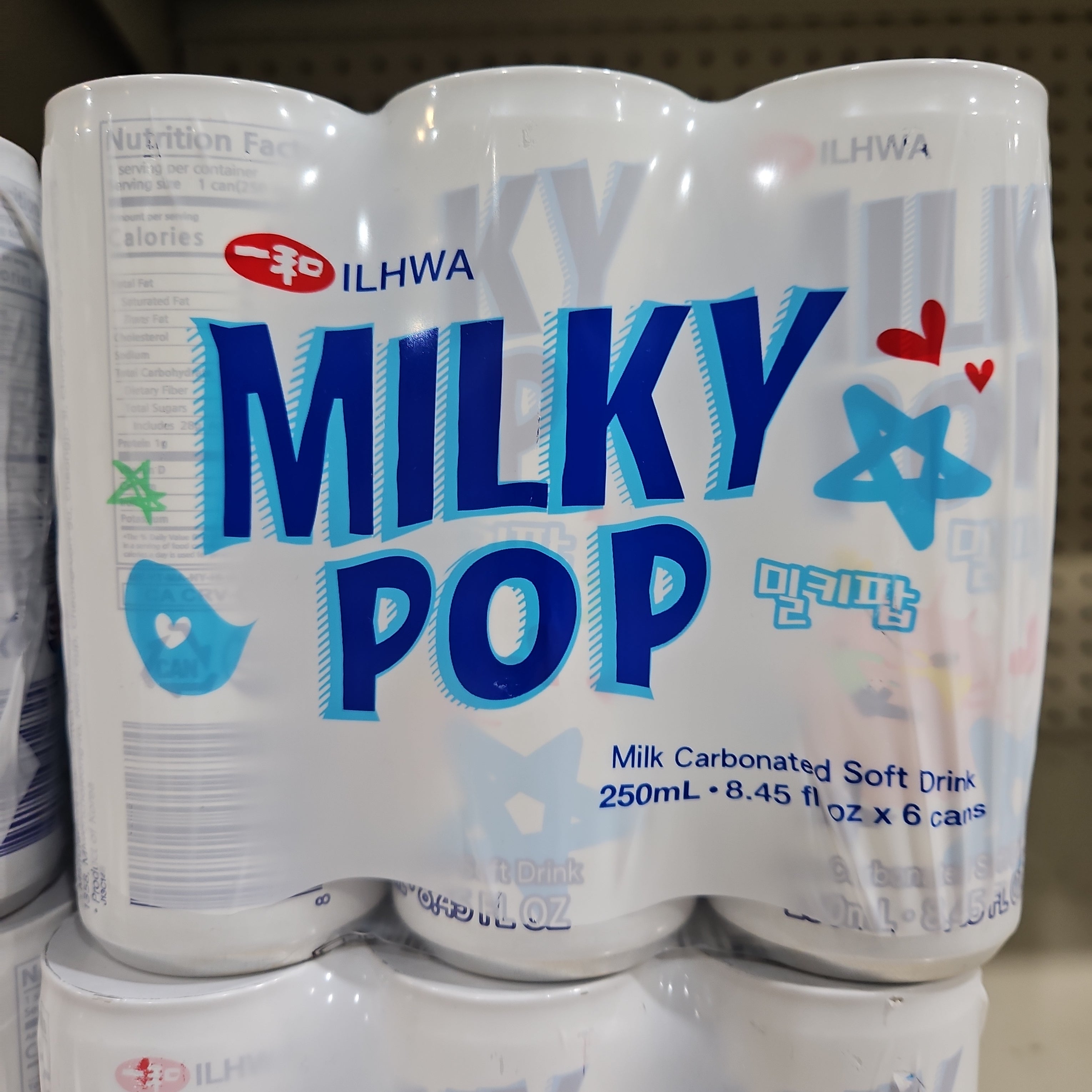 ILHWA MILKY POP CARBONATED 250ml x 6pk, 일화 밀키팝 250ml x 6pk 