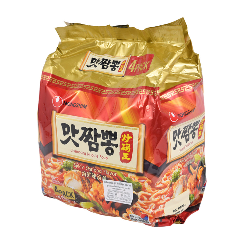 Nongshim Champong Noodle Soup 4.58oz x 4, 농심 맛짬뽕 멀티 130g x 4 – MEGAMART