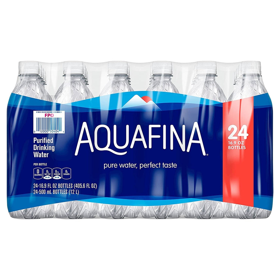 Aquafina Purified Bottled Drinking Water, 16.9 oz, 12 Pack Bottles