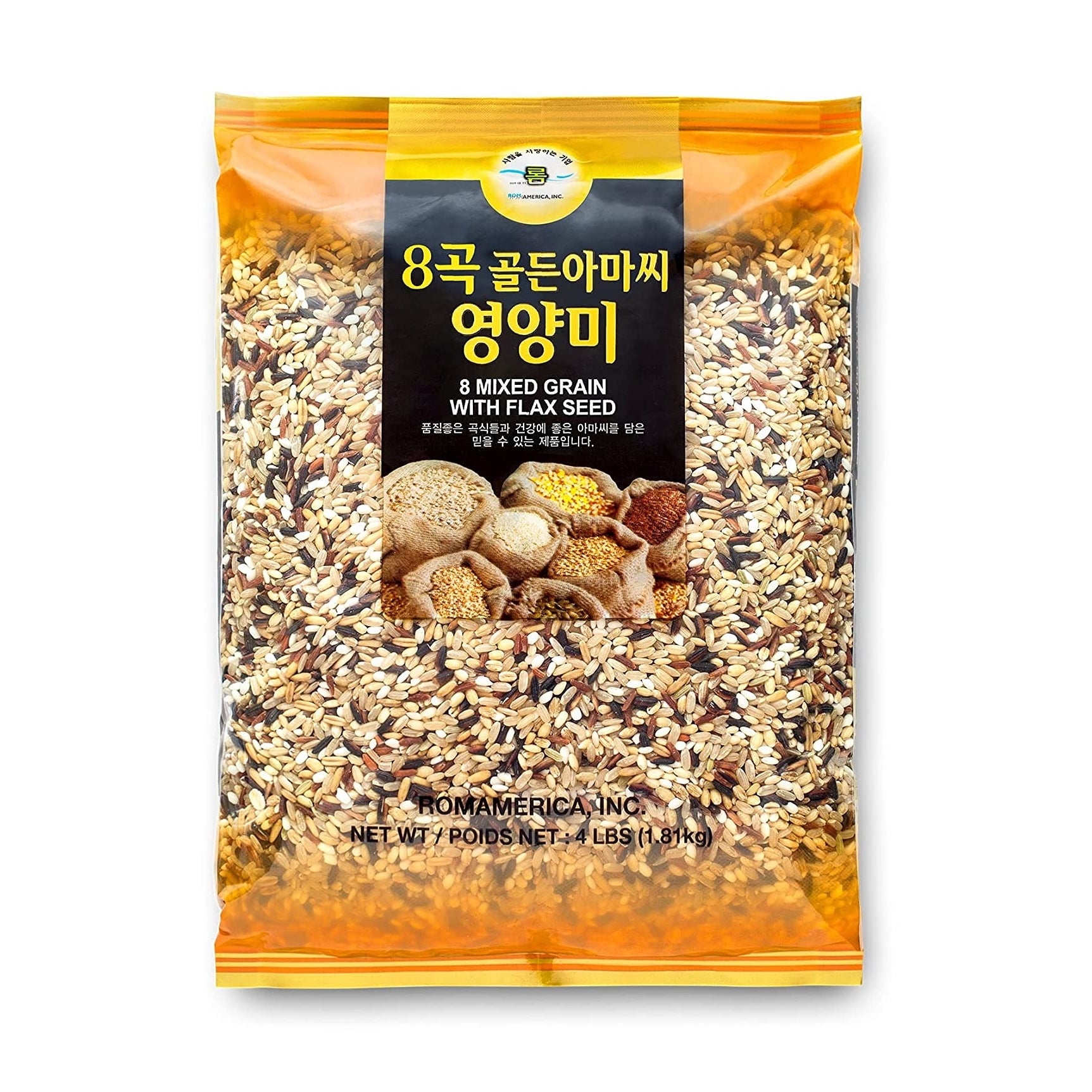 Rom 8 Mixed Grains with Flax Seeds 4LB, 롬 8곡 골든 아마씨 영양미
