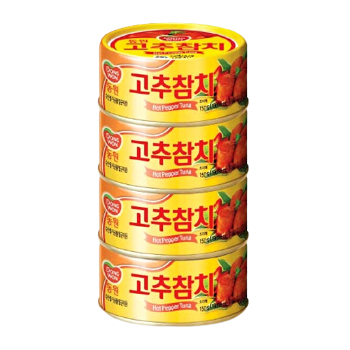 Dongwon Light Tuna with Red Pepper Sauce 5.64oz x 4, 동원 고추 참치 150g x 4