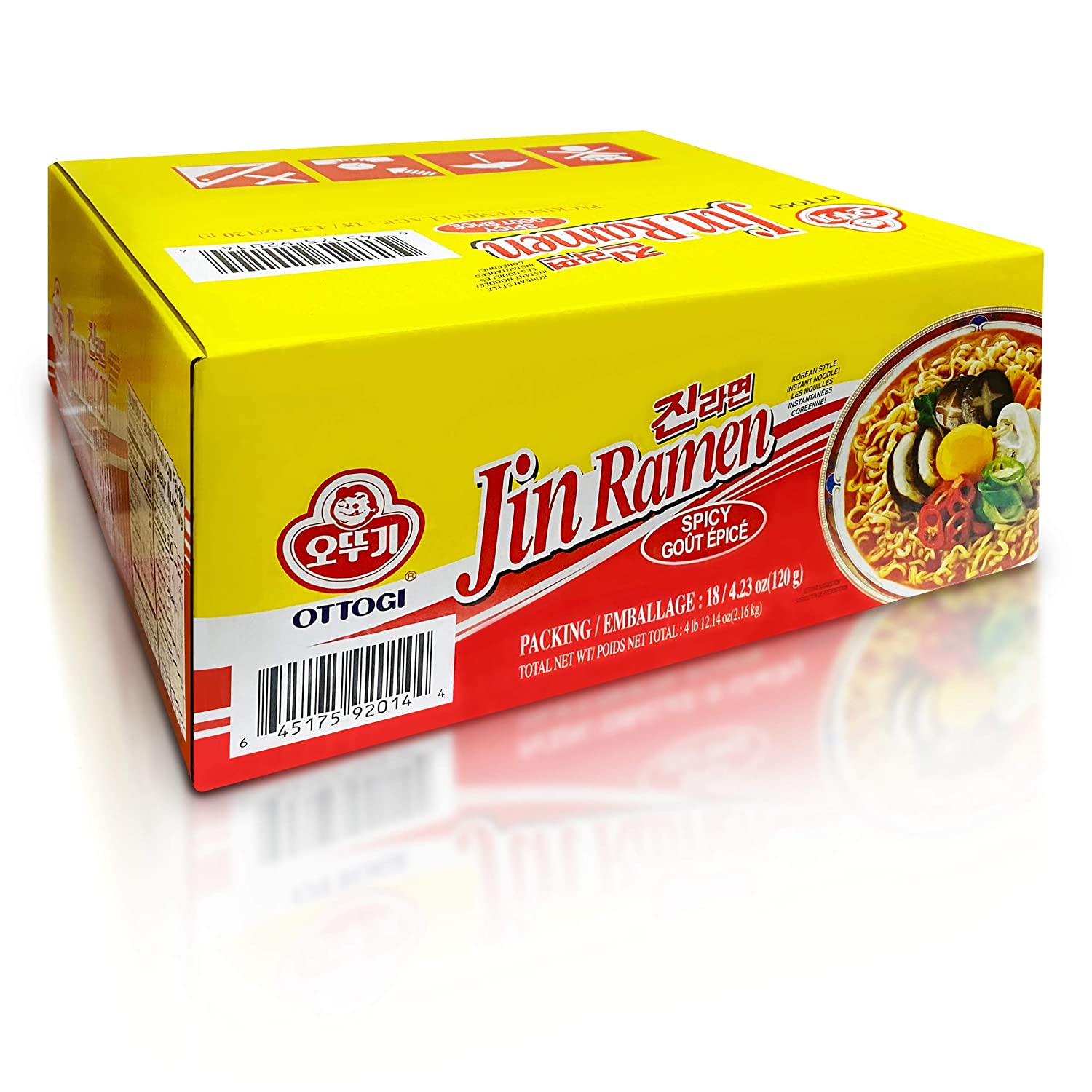 Ottogi Jin Ramen SPICY Box 4.23oz x 18, 오뚜기 진라면 매운맛 