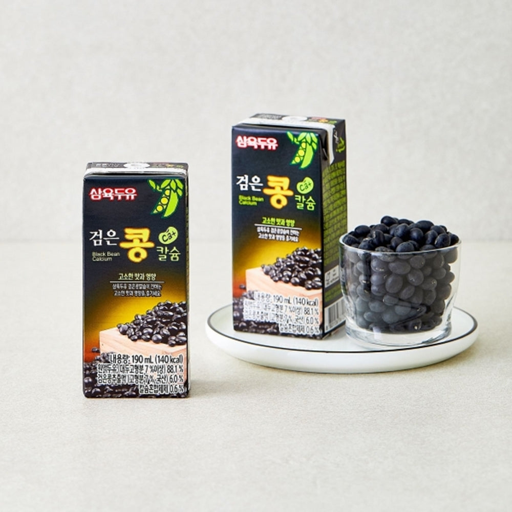 Sahmyook Black Bean Calcium Soy Milk 6.5fl.oz x 24, 삼육 검은콩 칼슘 두유 190ml x 24